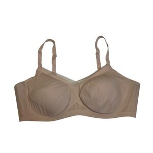 Honeylove Crossover Bra Sand Beige Wireless Seamless Mesh Detail XL 38D 38DD 38E